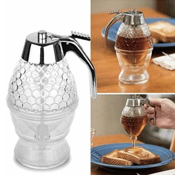 Portable Glass Honey Dispenser With Stand