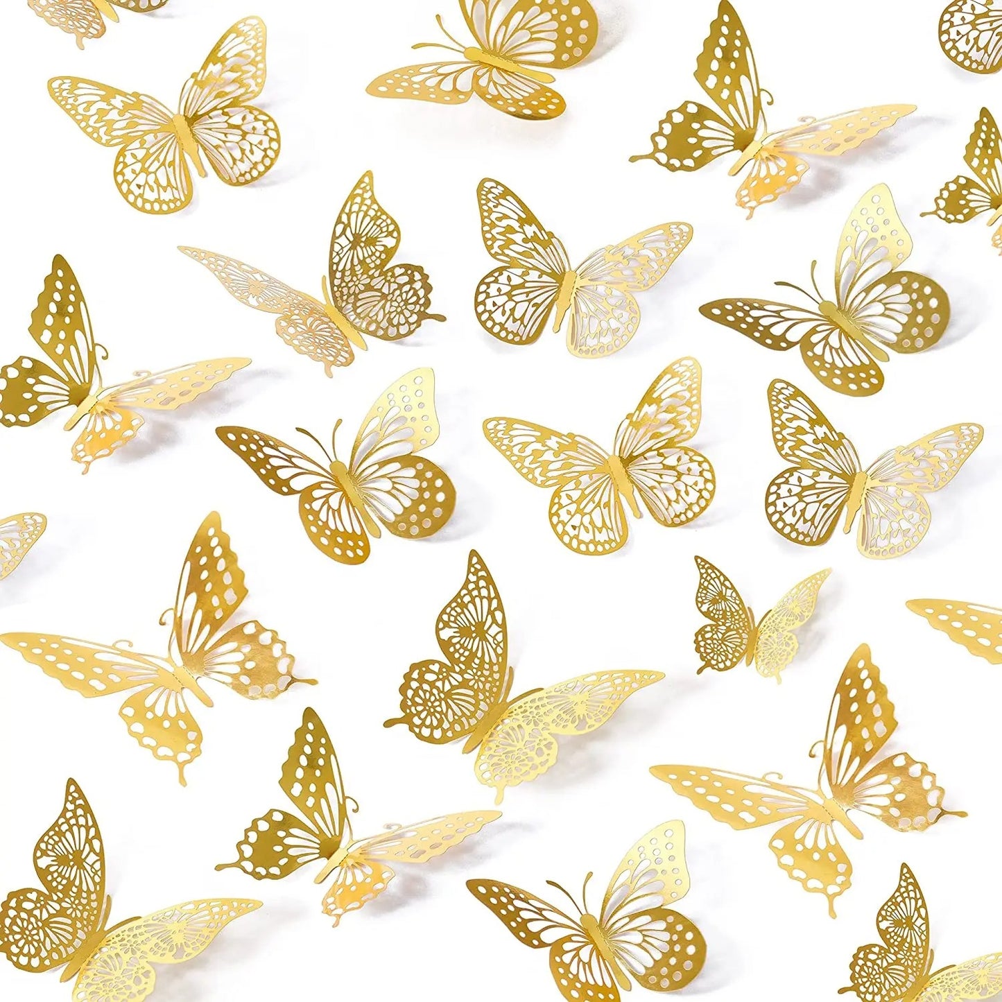 12 piece Gold 3D Butterfly Wall Stickers