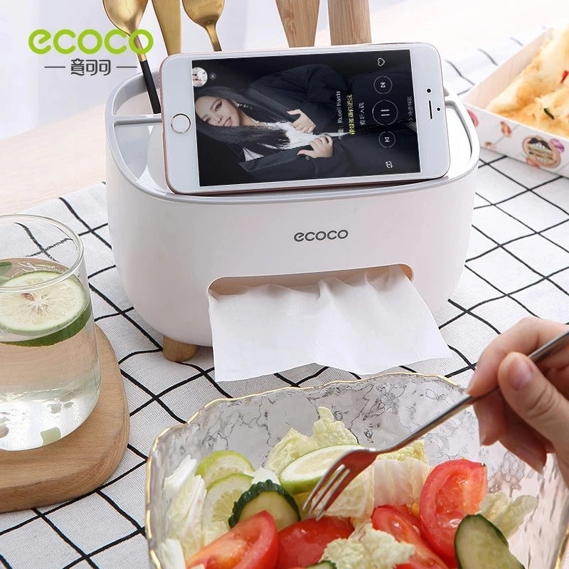 ECOCO Multifunctional Tissue Box with Napkin & Pen Holder