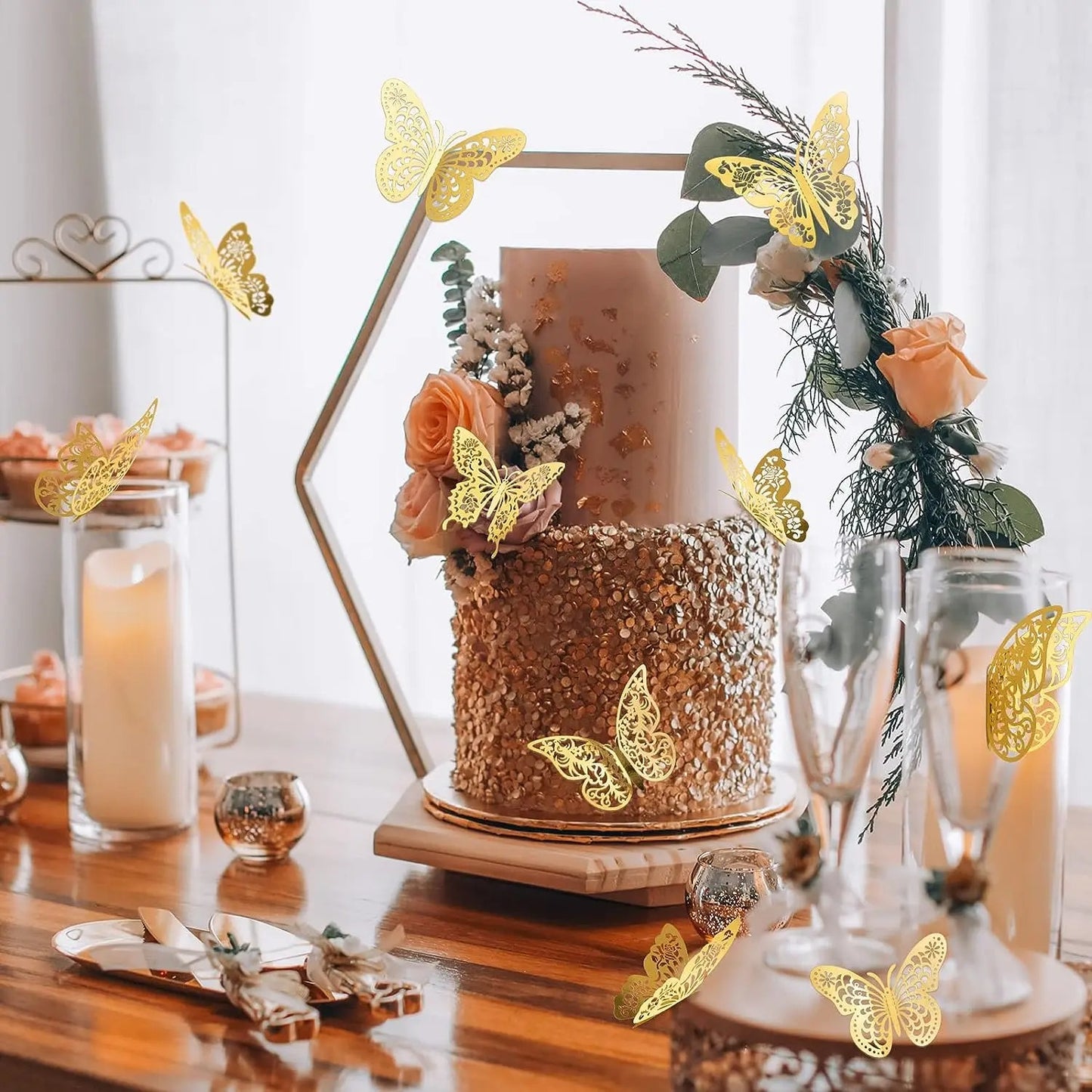12 piece Gold 3D Butterfly Wall Stickers