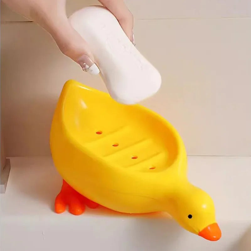 Duck-Shaped Self-Draining Soap Holder Tray