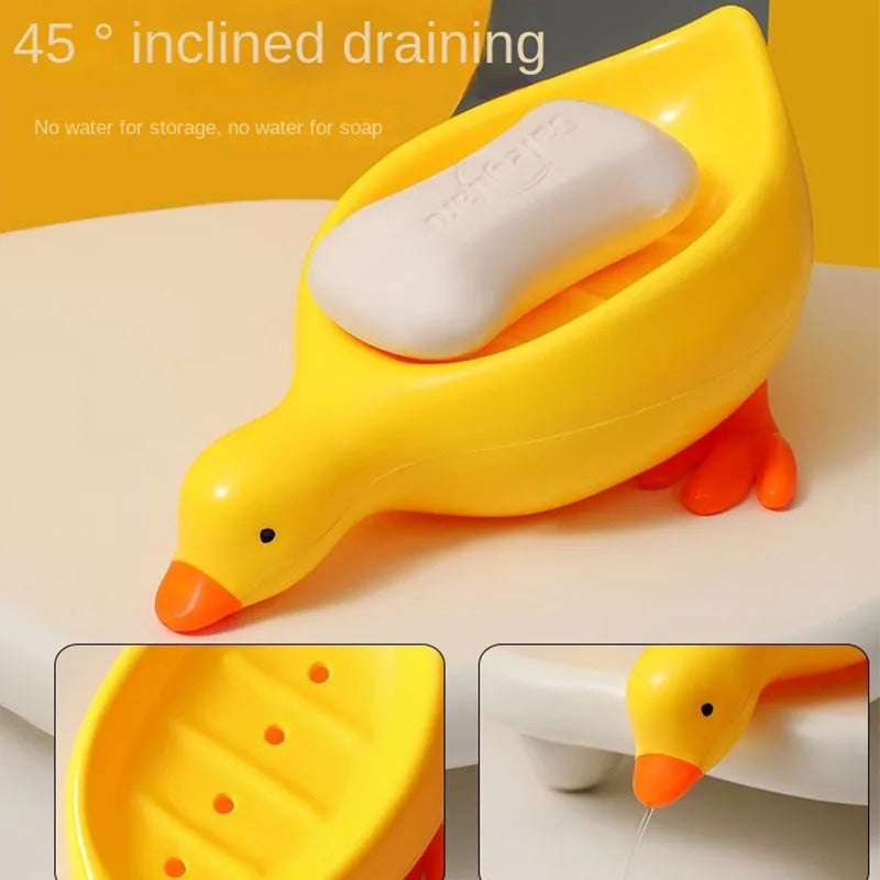 Duck-Shaped Self-Draining Soap Holder Tray