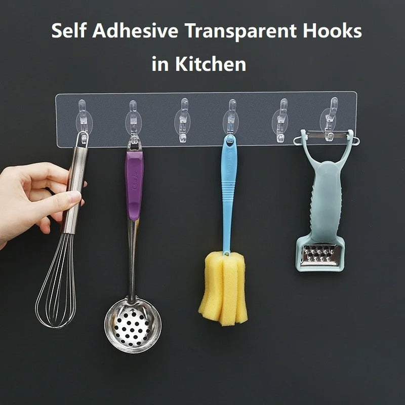 Multipurpose Strong Self Adhesive Transparent Wall Hooks