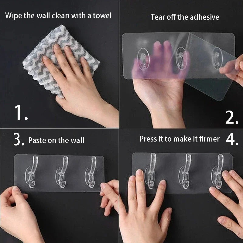 Multipurpose Strong Self Adhesive Transparent Wall Hooks