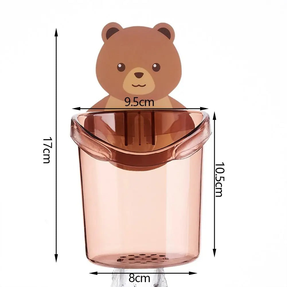 Cute Bear Wall-Mounted Toothbrush & Toothpaste Holder
