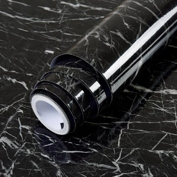 Black Marble Self Adhesive Waterproof Kitchen Wallpaper 60x200cm