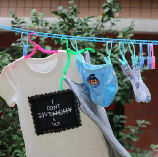 5m Windproof Anti-Slip Clothes Drying Rope with Hooks