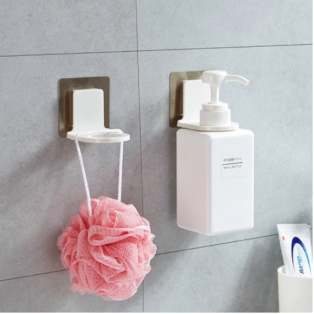 2Pcs Wall-Mounted Shampoo and Shower Gel Holder Bathroom Storage Hook