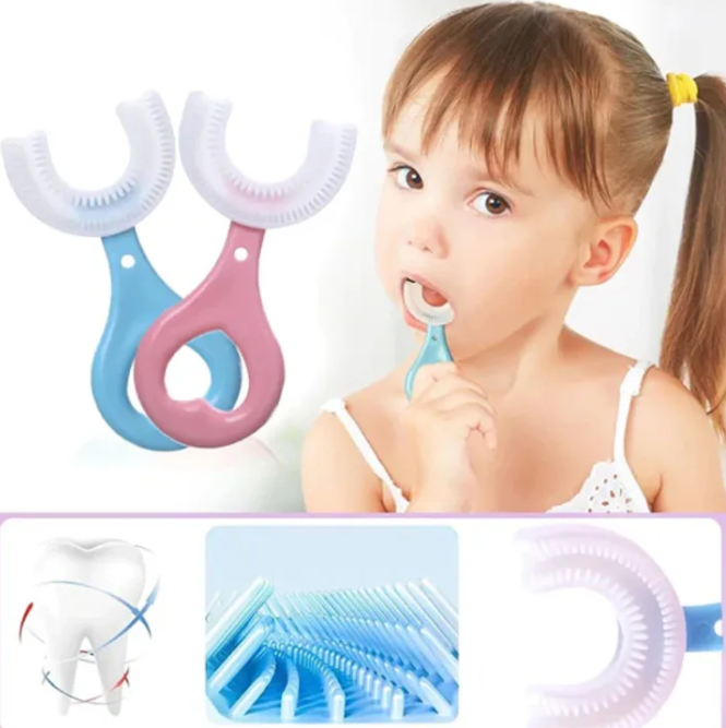U-Shaped 360° Soft Silicone Toddler Toothbrush - 1Pc