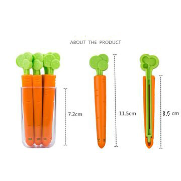 Kitchen Tools 5Pcs Carrot Clip Plastic Bag Snack Bag Sealing Clips