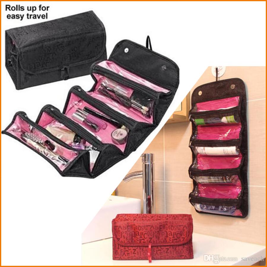 Roll-N-Go Hanging Makeup Bag Travel Toiletries and Jewelry Organizer
