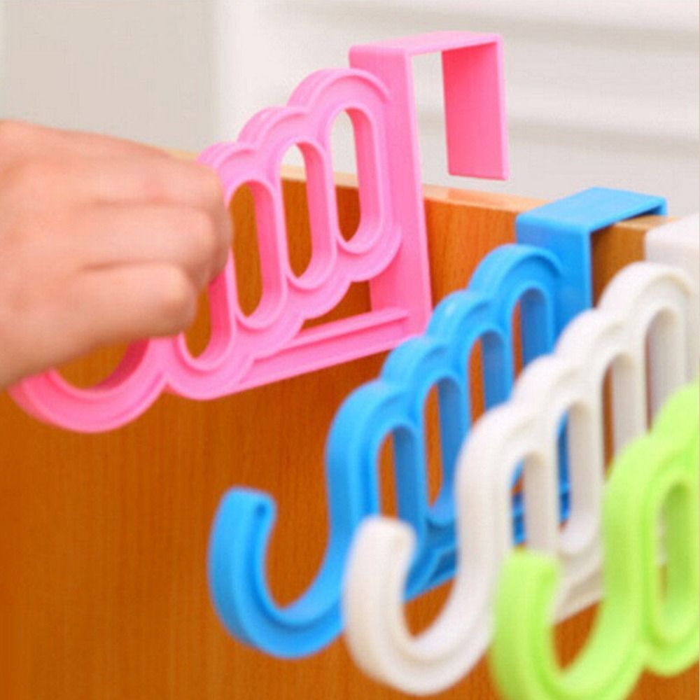 4 Hole Durable Plastic Door Hangers For Clothes Over Door Hanger Hooks - 3Pcs