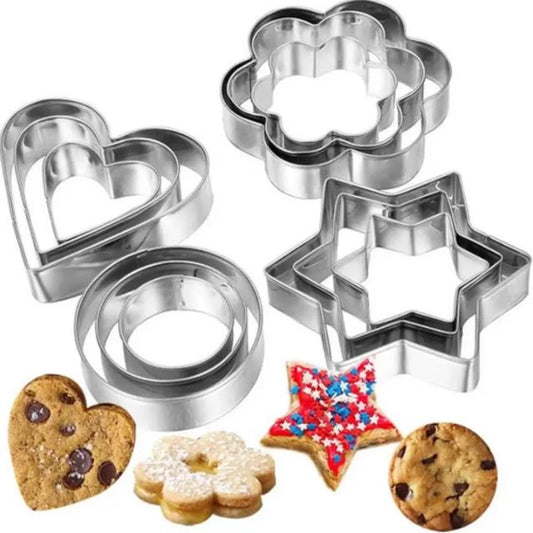 Stainless Steel 12 Pcs Cookie Cutter Set in 4 Different Shapes