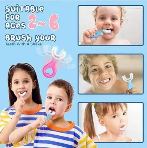 U-Shaped 360° Soft Silicone Toddler Toothbrush - 1Pc