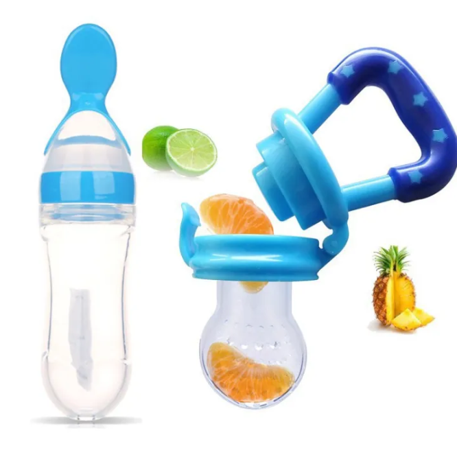 Set Of 2 Baby Silicone Spoon Feeder And Baby Fruit Pacifier High Quality