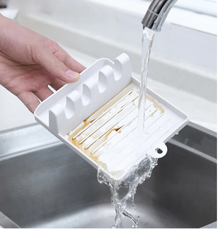 Plastic Spoon Rest Non-Slip Kitchen Utensil Holder Organizer 1Pc
