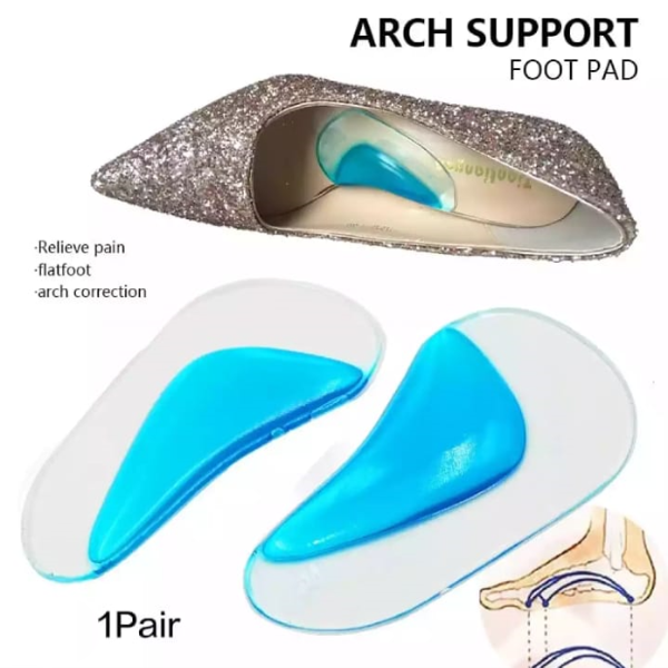 Flat Foot Arch Support Orthopedic Gel Insoles Soft Silicone Pads 1 Pair