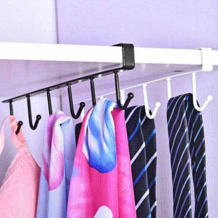 Stainless Steel Under-Cabinet Mug Holder with 6 Hooks