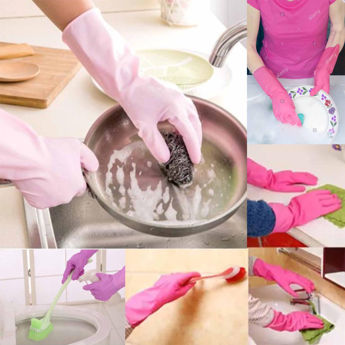 Waterproof Reusable Rubber Gloves for Dish Washing - 1Pair