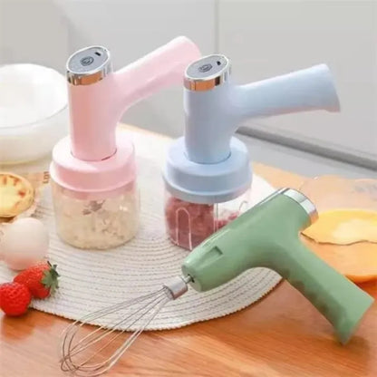 3 in 1 Wireless Electric Egg Beater & Garlic Chopper – USB Rechargeable Hand Mixer & Mini Food Blender
