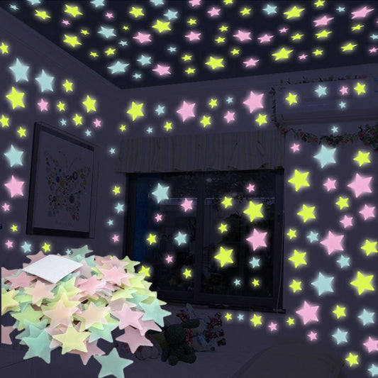 Decoration Items 100 Pcs Glowing Stars Decoration Lights For Room - MixColor
