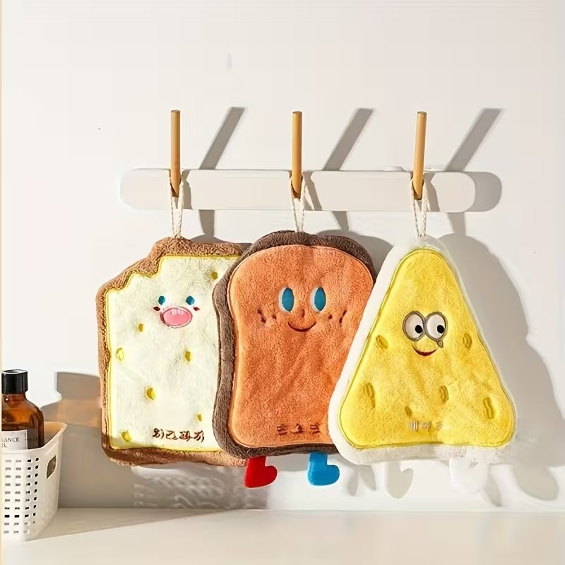 Cartoon Coral Fleece Hanging Hand Towels | Cute Quick-Dry Kitchen & Bathroom Towels – Runstore.pk