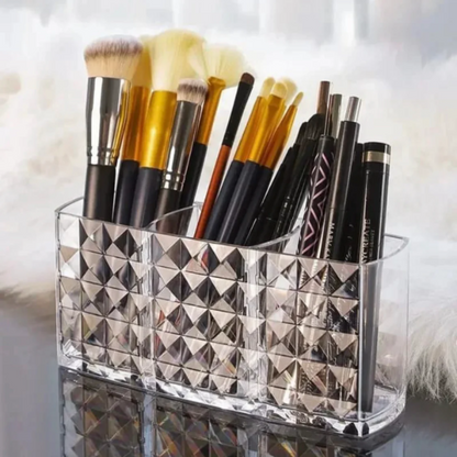 Acrylic 3-Grid Makeup Brush Organizer