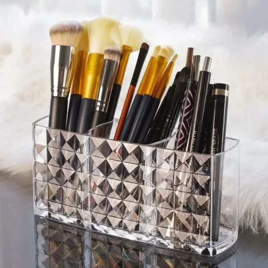 Acrylic 3-Grid Makeup Brush Organizer