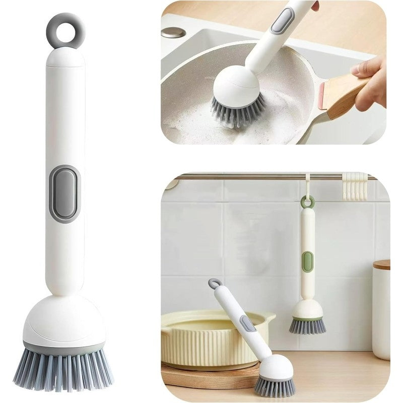 6 in 1 Rotating Soap Dispensing Dish Brush – 360° Kitchen Cleaning Brush with Liquid Dispenser