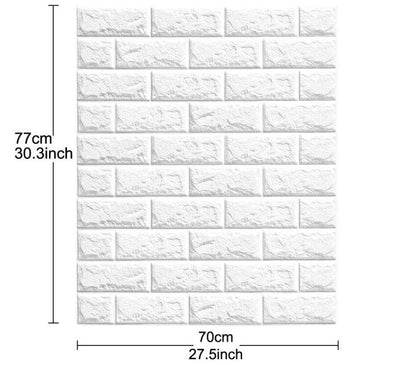 3D Self-Adhesive Tile Brick Wallpaper Waterproof PE Foam Panel 70x77cm