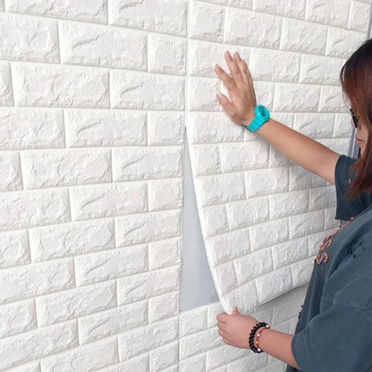 3D Self-Adhesive Tile Brick Wallpaper Waterproof PE Foam Panel 70x77cm