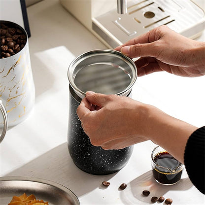 Airtight Coffee Bean Container – Marble Ceramic Storage Jar