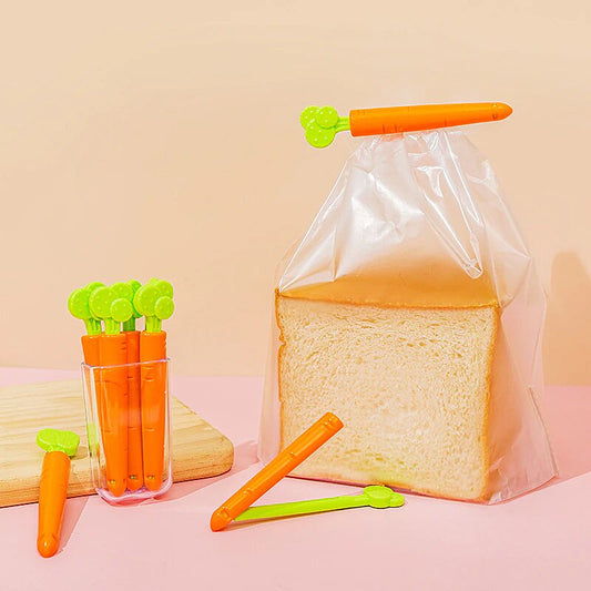 Kitchen Tools 5Pcs Carrot Clip Plastic Bag Snack Bag Sealing Clips