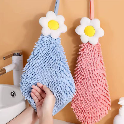 Hanging Soft Flower Hand Towel for Kitchen