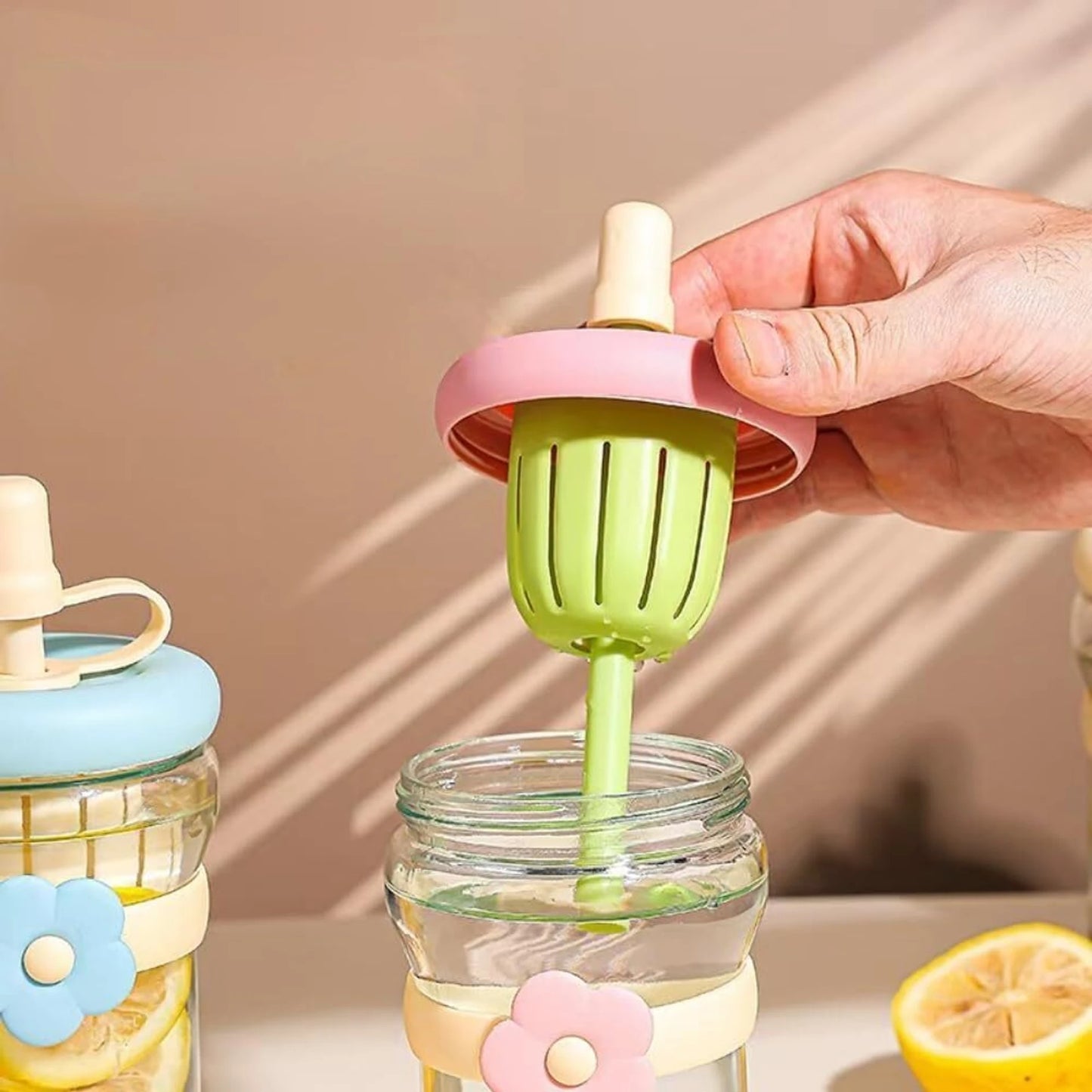 Lovely Cartoon Flower Glass Cup – Cute Drinking Mug with Lid