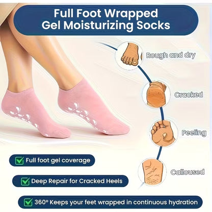 1 Pair Women's Gel Moisturizing Socks for Cracked Heels | Foot Hydration & Repair | Soft Silicone Heel Protector Socks | Dry Feet & Heel Care Socks