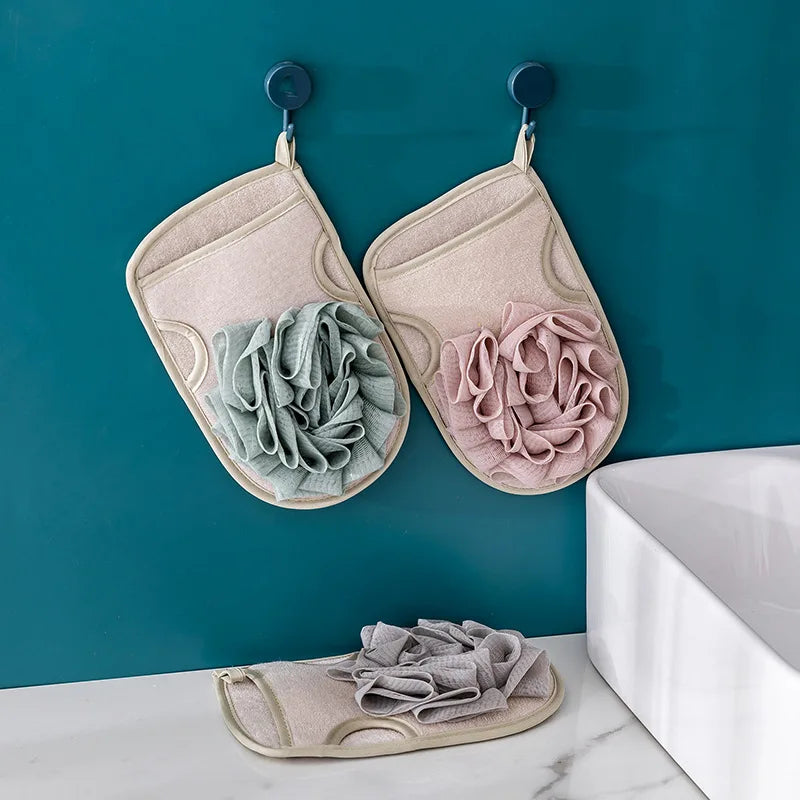 Exfoliating Bath Gloves Set – Body Scrubber, Back Strap & Sponge Kit