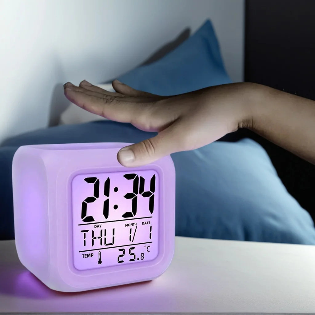 Digital LED Table Clock with 7 Color Lights