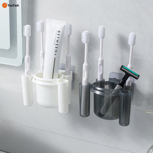 Drill-Free Toothbrush Organizer Bathroom Storage Shelf