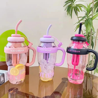 1200ml Sports Water Bottle with Straw and Lid