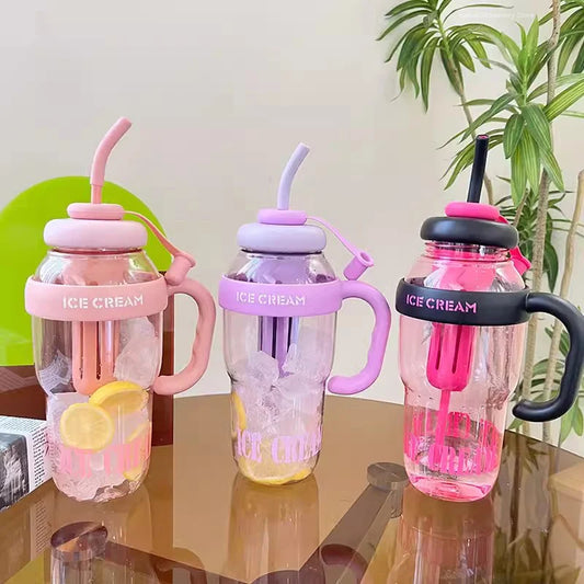 1200ml Sports Water Bottle with Straw and Lid