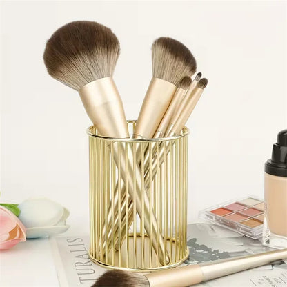 Metal Wire Mesh Pen Holder for Desk – Round Desktop Organizer & Makeup Brush Holder