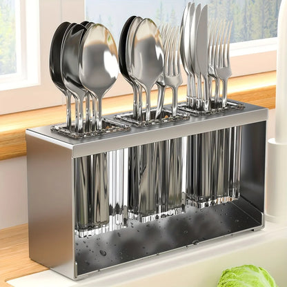 Stainless Steel Kitchen Cutlery Holder with Drain