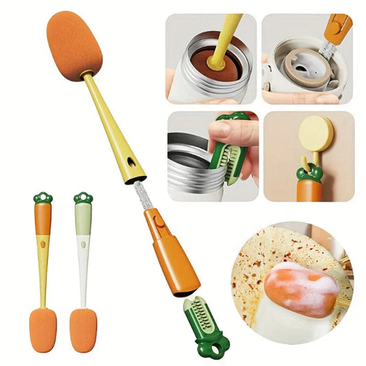 3-in-1 Cartoon Carrot Bottle Brush Set