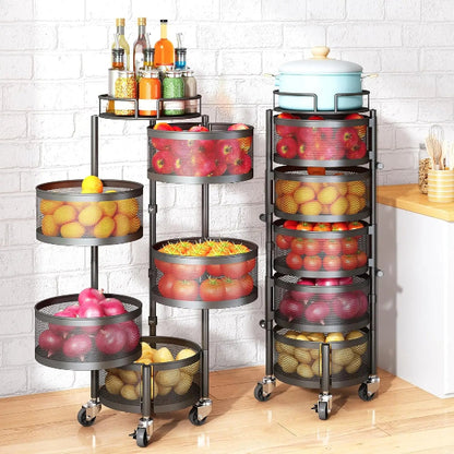 5-Layer Rotating Metal Kitchen Storage Trolley