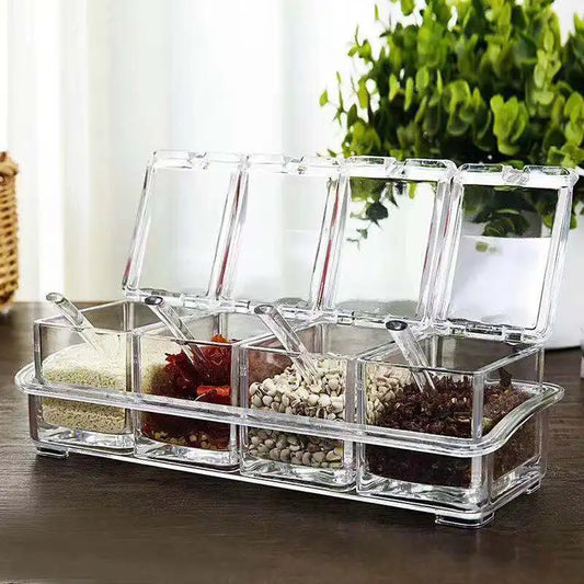 4-Piece Transparent Spice Jar Set for Kitchen