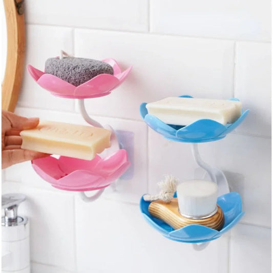 Wall-Mounted Lotus Soap Box – Double Layer Tray