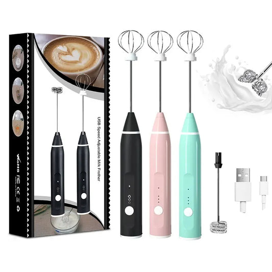 Electric Milk Frother Handheld USB Rechargeable Coffee Mixer