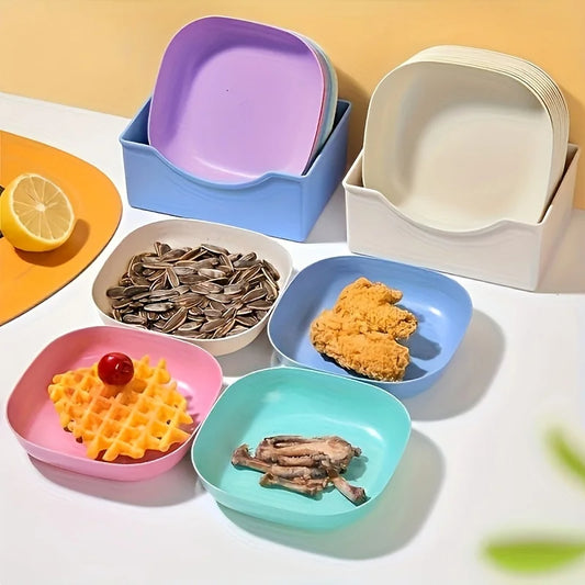 10PCS Square Plastic Dinner Plate Set