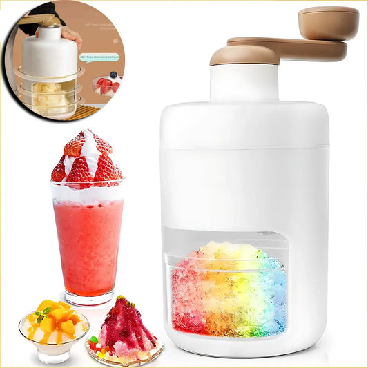 Hand-Operated White Ice Crusher Smoothie & Milkshake Maker